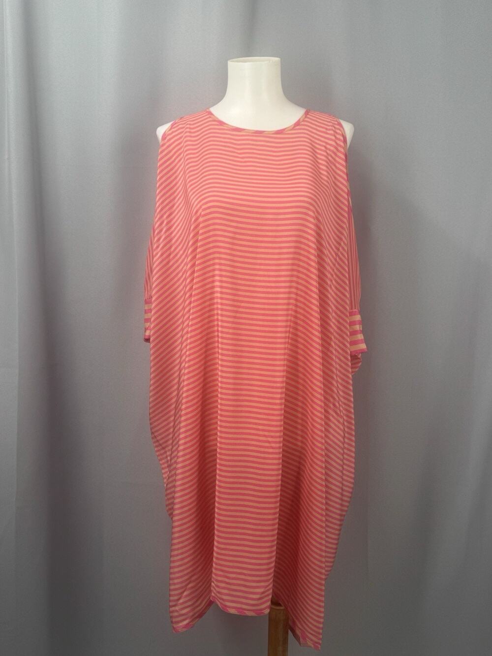 Richard Nicoll Dress One Size Silk Pink Striped Coastal Maine